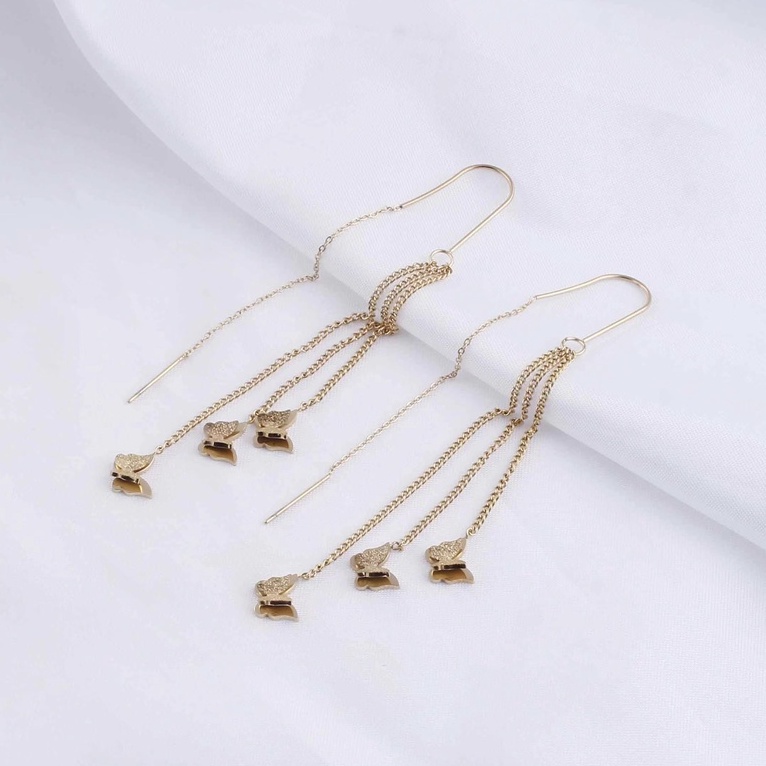 Anting Titanium Kupu-kupu Panjang Perhiasan Wanita Jewellery 8223