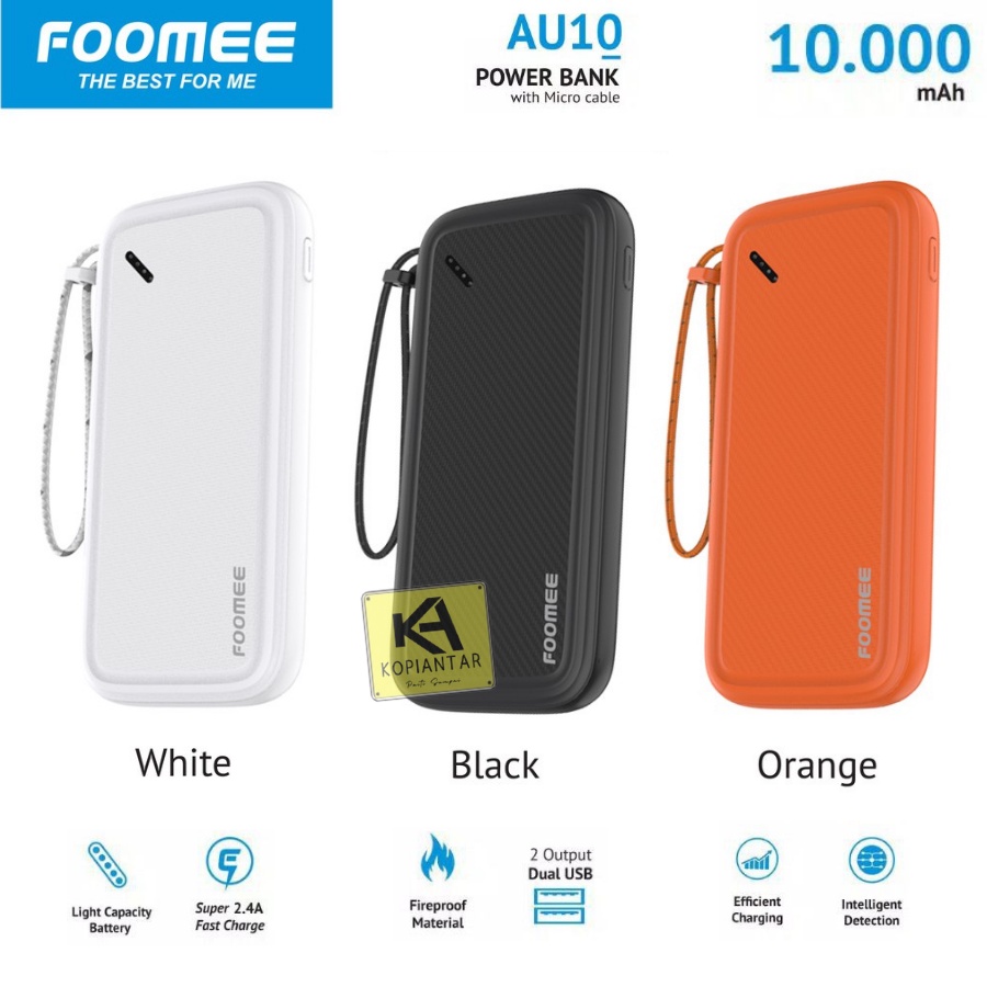 Foomee AU10 Power Bank 10000mAh Lamp Display Plastic