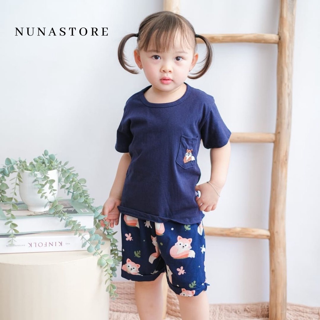 Nuna Store Setelan Anak Kaos Anak Tshirt / Setelan Kaos Kombinasi Rayon Tee Set / Setelan Baju Bayi /Anak Unisex Usia 6 Bulan - 3 Tahun