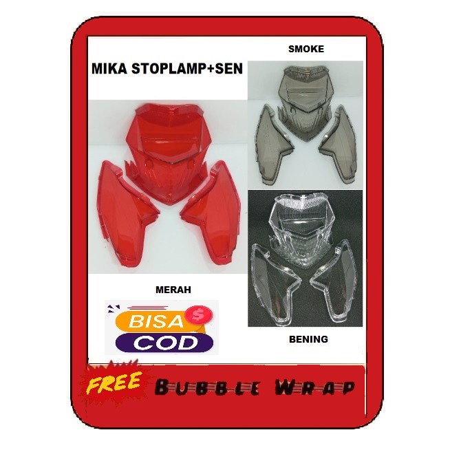 Mika Lampu Stop + Mika Stoplamp Lampu Sein Beat Fi 2013 2014 2015 Bening / Riben / Merah
