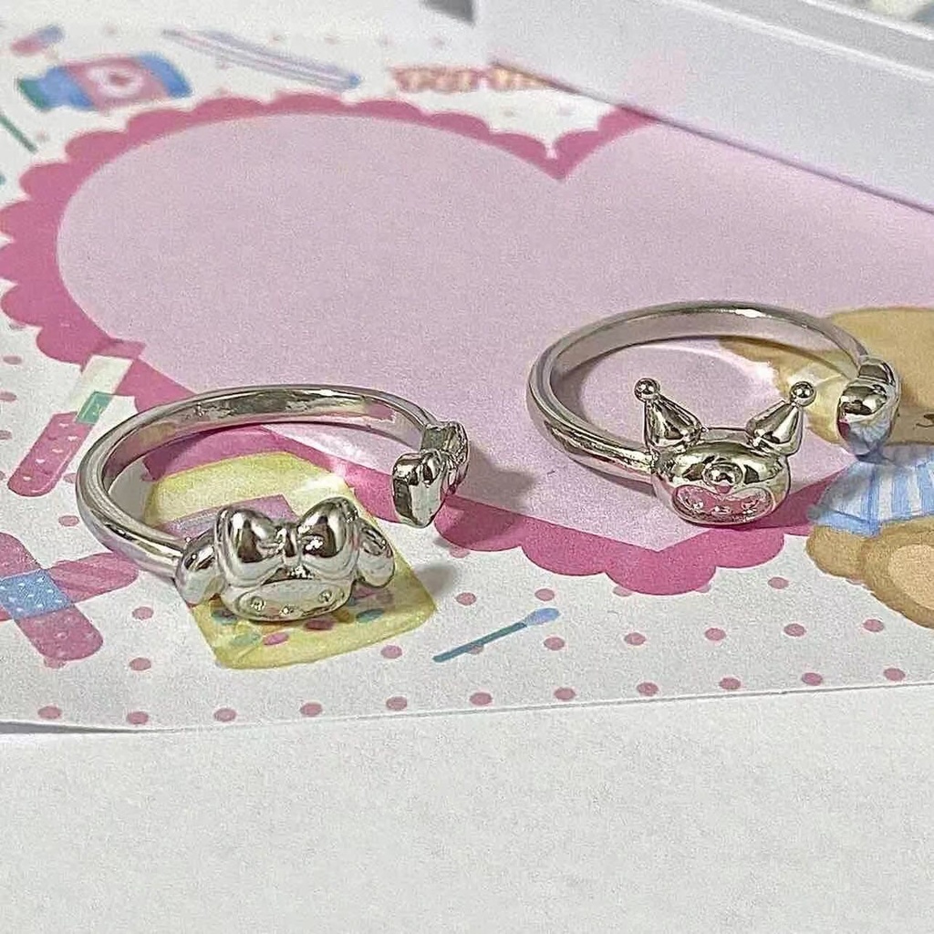 Cincin Lapis Silver Desain Sanrio Kuromi Untuk Pasangan