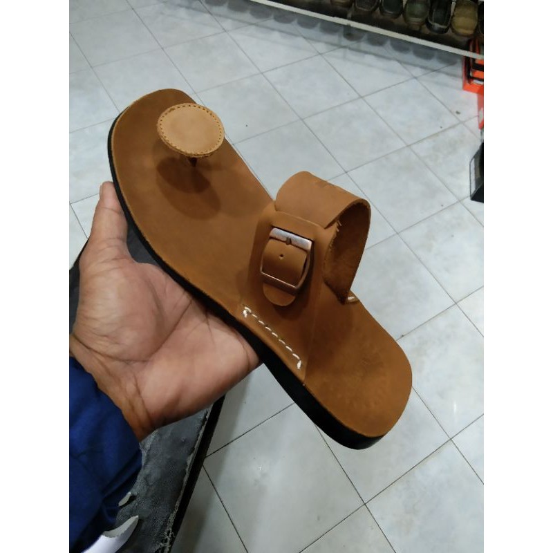 sandal jepit jamur kulit asli berkualitas tinggi