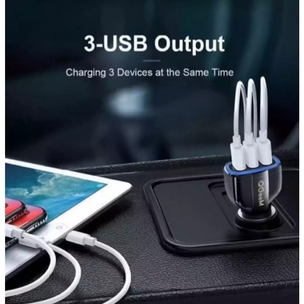 Qualcomm 3.0 Quick Car Charger Fast Charging 3 Port-Batok Saver-Cas hp Mobil Motor-Fast Charging-Quick Charging-Charger Mobil-Batok Charger-3 USB-High Quality