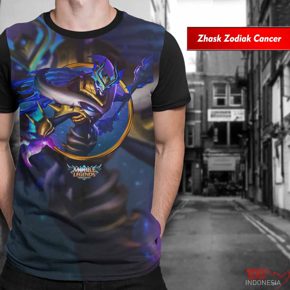 Distro Kaos Print 3D Mobile Legend Limited Zhask Zodiak Cancer  - Pusat Kaos Print