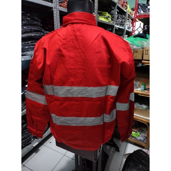 SERAGAM BAJU SAFETY MERAH HSE DOBLE SCOTLIGHT 5CM