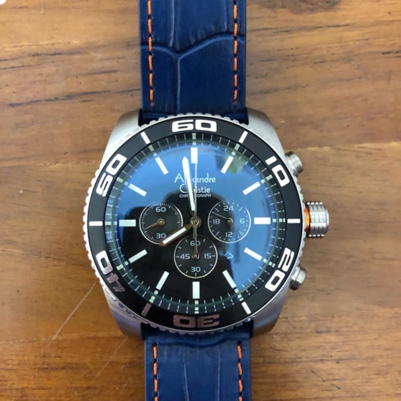 jam tangan pria alexander cristie ac6500 silver blue leather blue