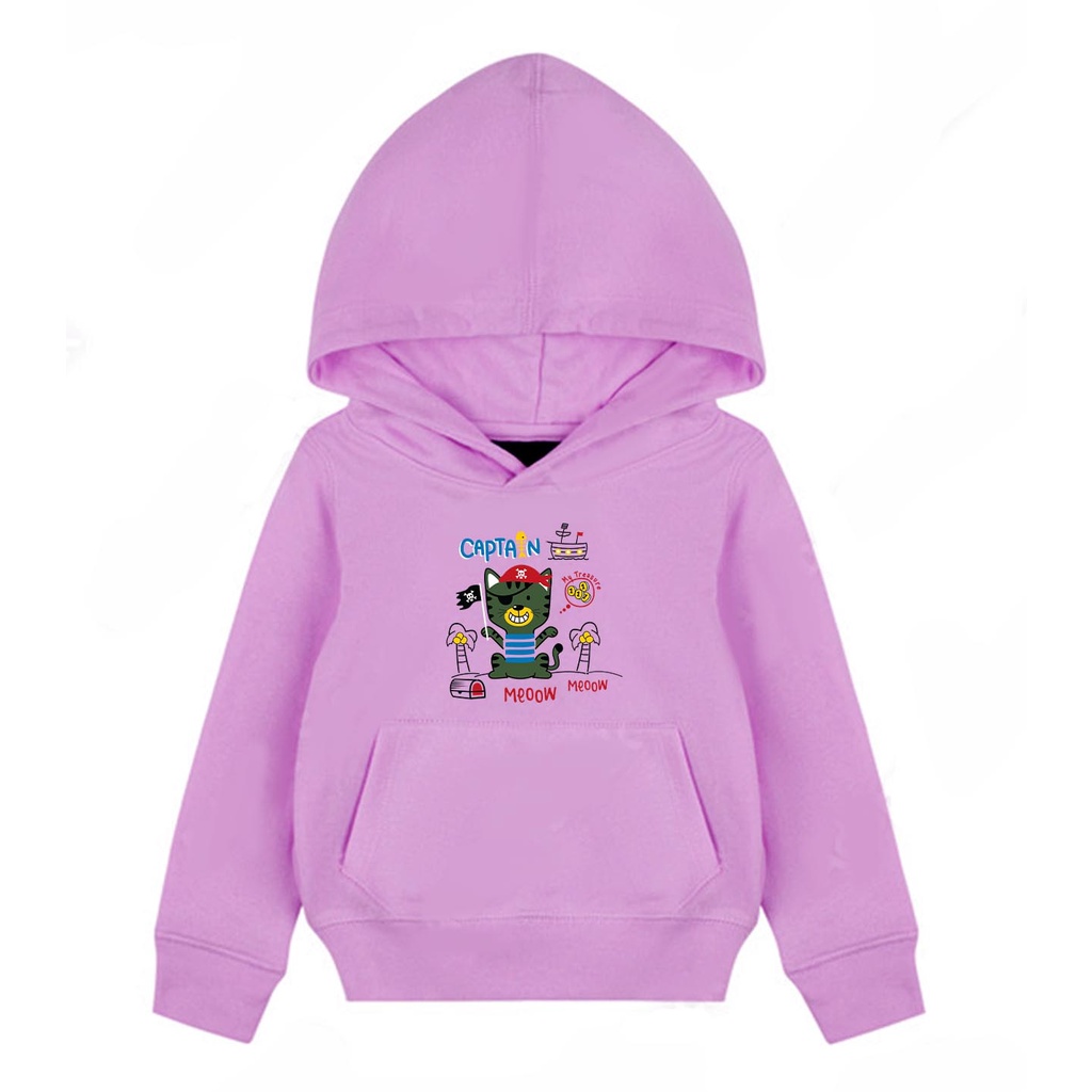 Hoodie Anak Captain Meow Sweater Pakaian Fleece Anak M - XL