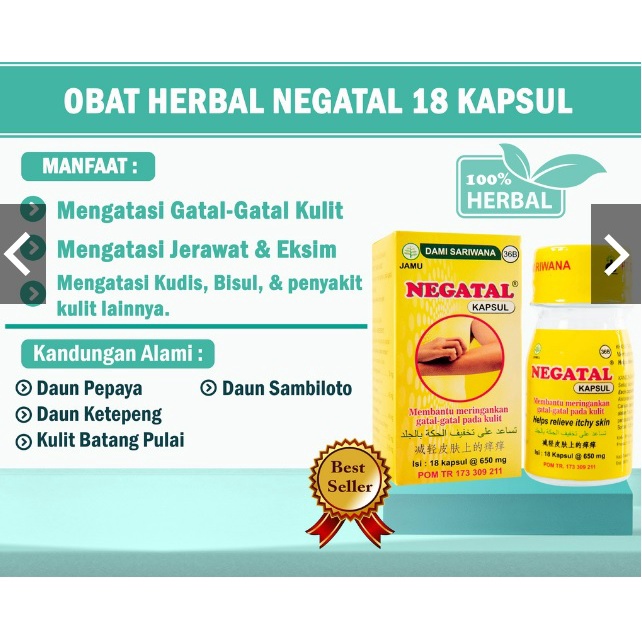 Obat Herbal NEGATAL 18 Kapsul Mengatasi Kulit Gatal Gatel, Bisul, Jerawat