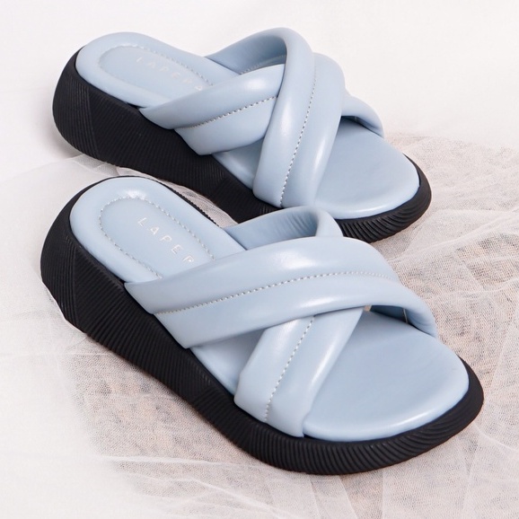 LAPEPA YUK - Sandal Platform Anak Perempuan Usia 2 sampai 10 Tahun NADHIRA KIDS  Sendal Anak cewek Wedges Wanita Empuk Model Silang Warna LIGHT BLUE Biru Soft cewe Slop Usia Umur 3 4 5 6 7 8 9 thn Tahun Premium Ori Original Mall Official Store