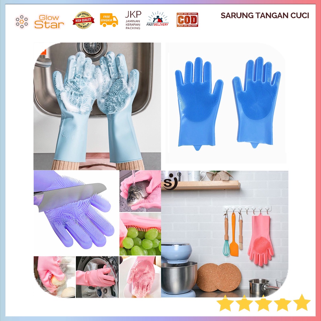 Sarung Tangan Cuci Sikat Magic Silicone Cleaning Gloves Mencuci Piring Mobil Baju Anti Panas Xiaomi