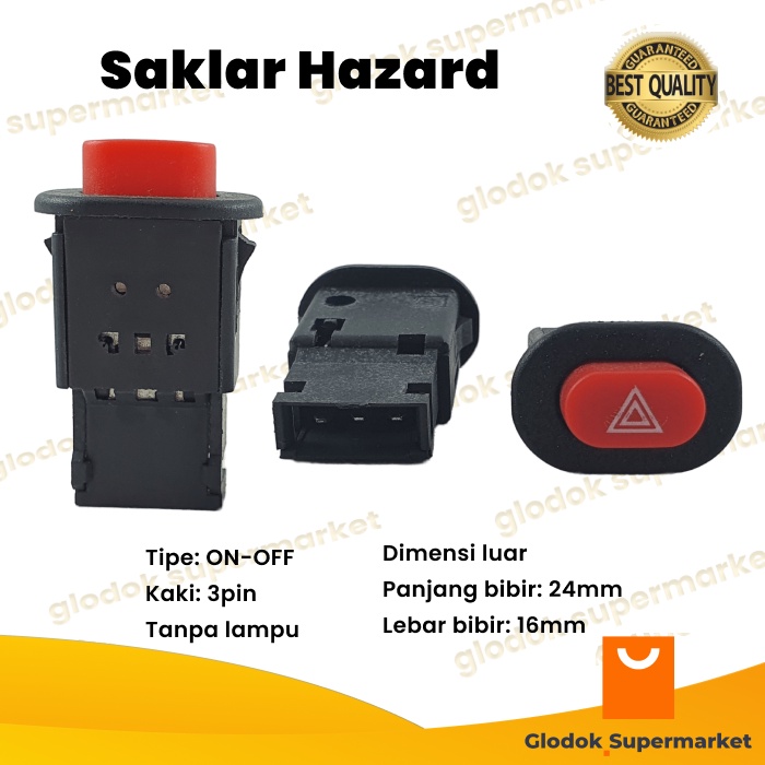 Saklar Hazard Tombol On Off 3 pin Switch Lampu Motor Mobil 3pin Push Button Switch