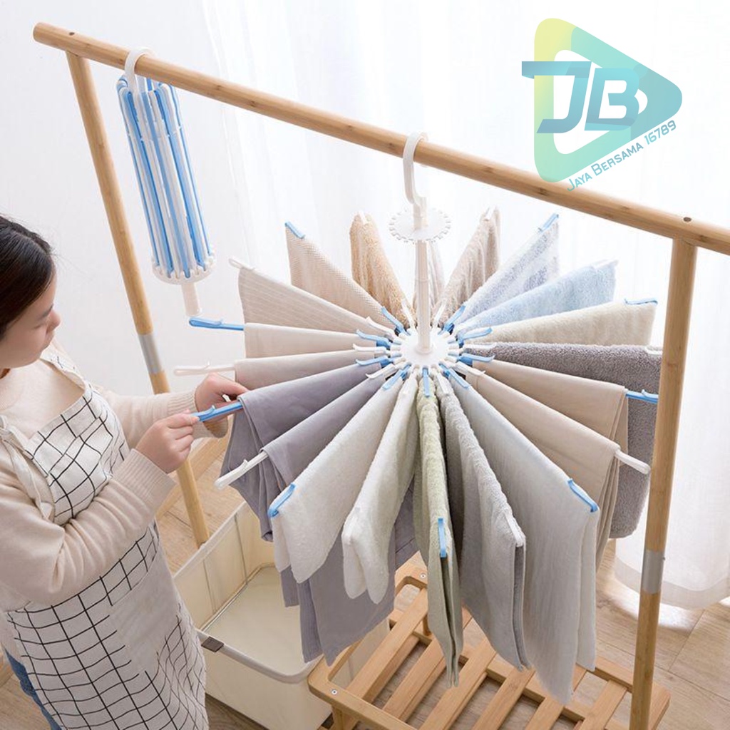 RT88 folding hanger gantungan jemuran baju bayi putar 360 derajat 20 stick pengait JB5477