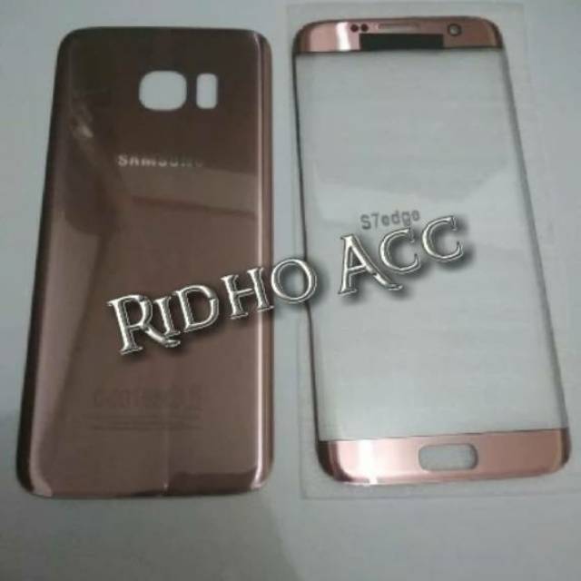 KACA LCD KACA DEPAN GORILLA GLASS PLUS BACKDOOR SAMSUNG S7 EDGE G935 ORIGINAL ROSE GOLD