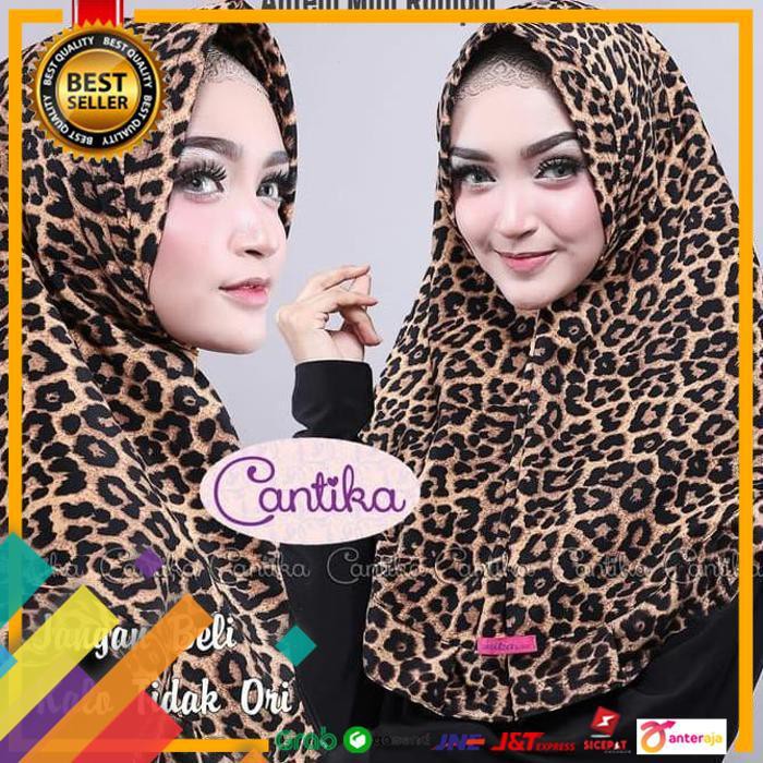 BIG SALE.. JILBAB INSTAN ANTEM MINI RUMPOL LEOPARD ORIGINAL CANTIKA - HIJAB BERGO ..TERMURAH