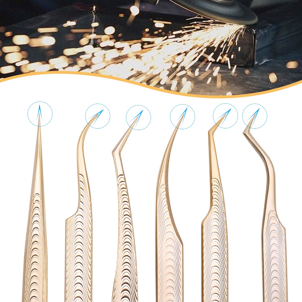 1 Pc Stainless Steel High Precision Wavy handle Anti-static superhard tweezers Eyelash Easy to Fan for Eyelash Extensions