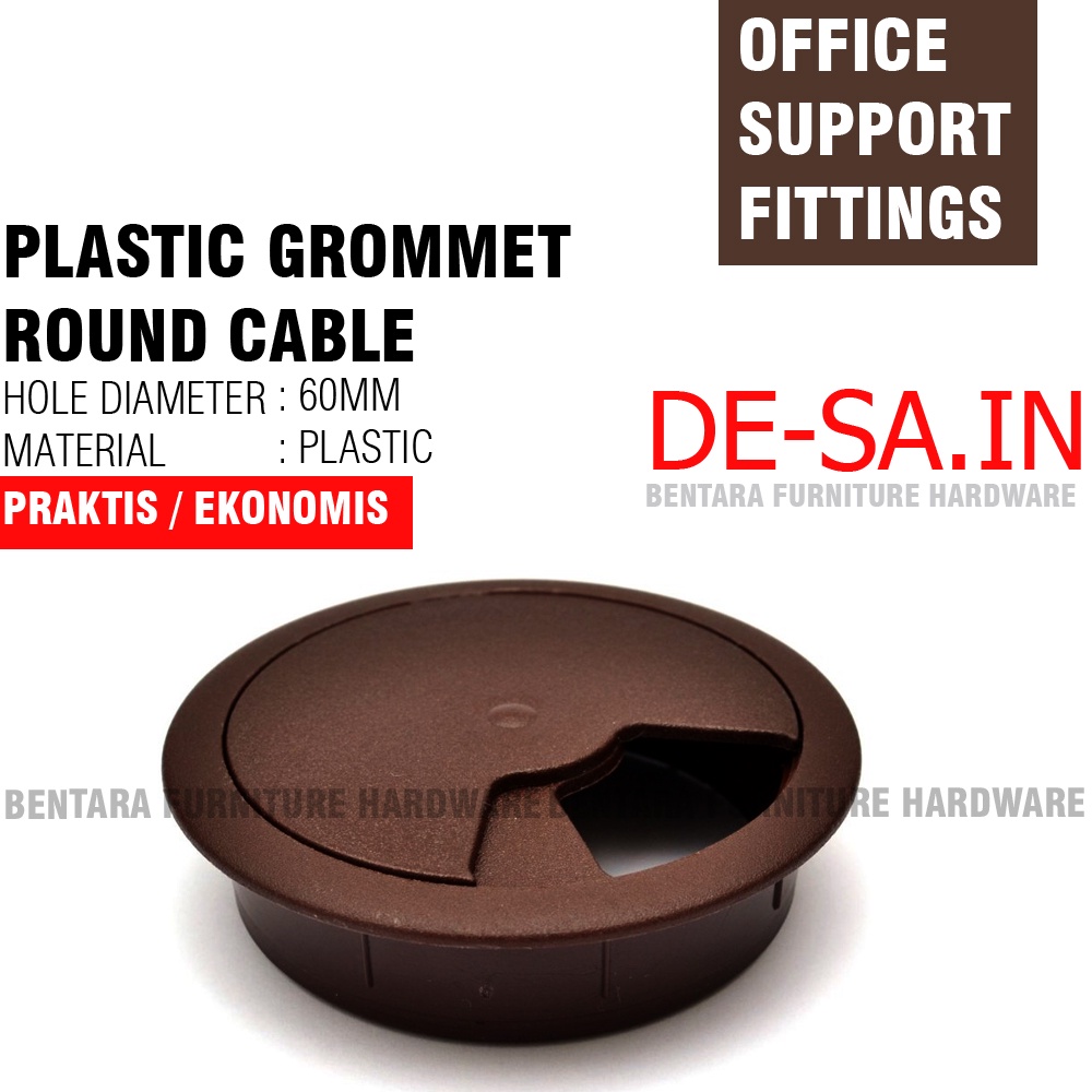 60MM LUBANG KABEL BULAT PLASTIK - PLASTIC GROMMET ROUND CABLE WIRE OFFICE HITAM PUTIH ABU COKLAT CREAM CHROME MIRROR