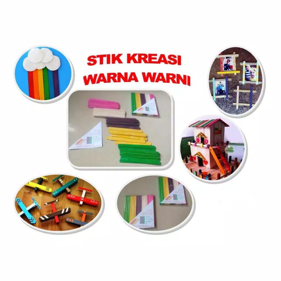 Ice Cream Stick Stik Es Krim Warna Warni Bahan Prakarya Kerajinan Tangan DIY Craft Murah Keterampilan Kreasi Kualitas Bagus Kreasi Stik Jelly Karya Hiasan Tempat Pensil Rumah Rumahan Mainan Anak Kreatif Miniatur Grosir Prakarya Malang