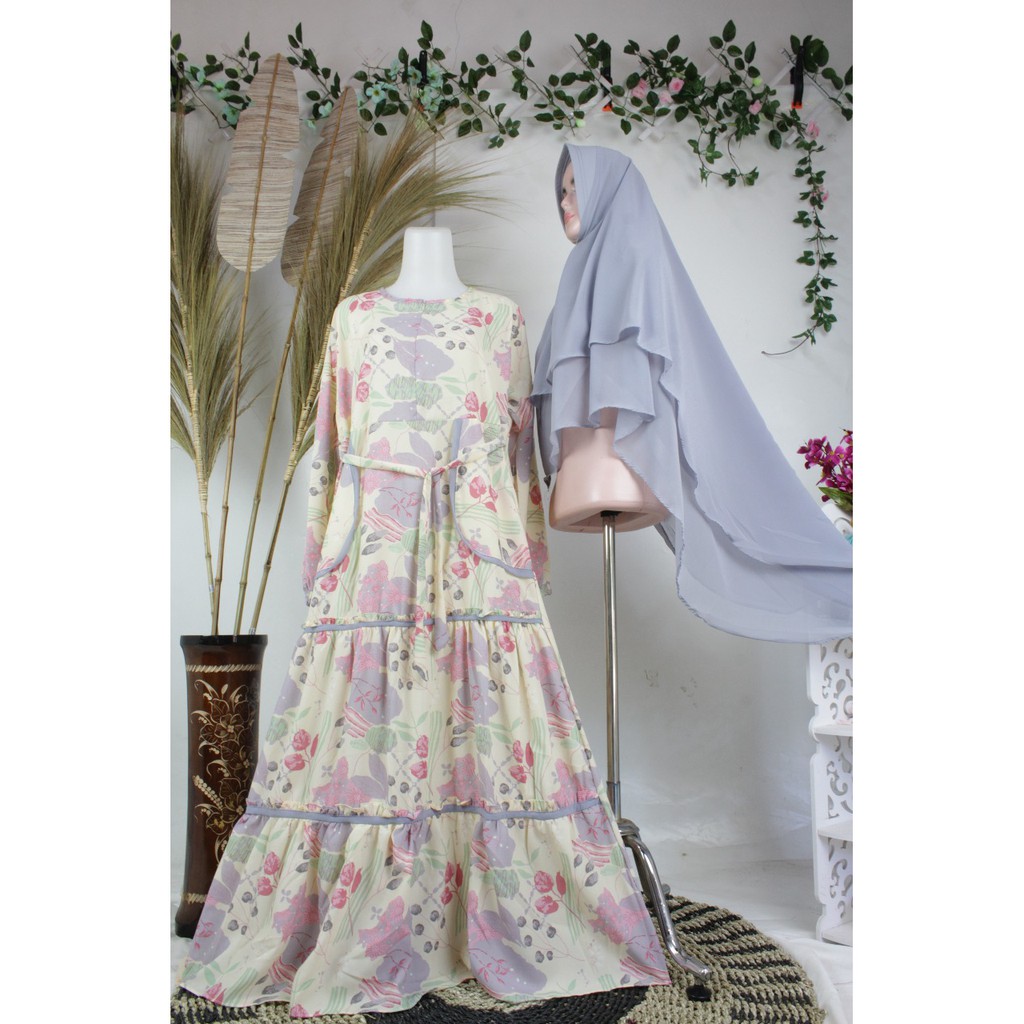 Gamis Ceruty Printing ZEBIRA Set Khimar cessy