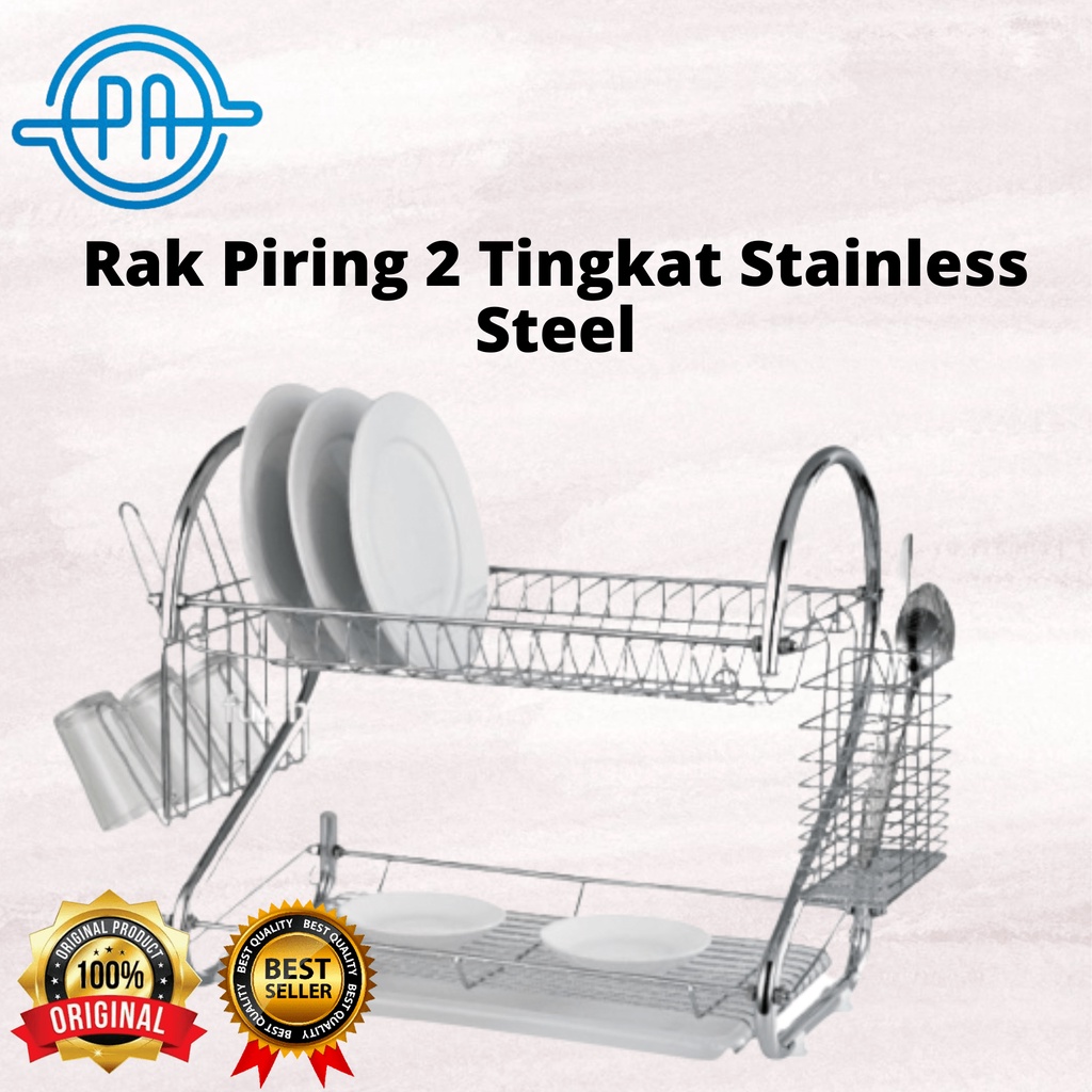 RAK PIRING 2 TINGKAT STAINLESS STEEL / RAK PIRING SERBAGUNA