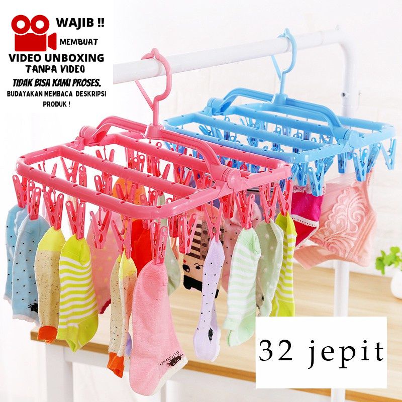 JEMURAN HANGER BAJU KAOS KAKI 32 IN 1 JEPIT GANTUNGAN LIPAT SERBAGUNA