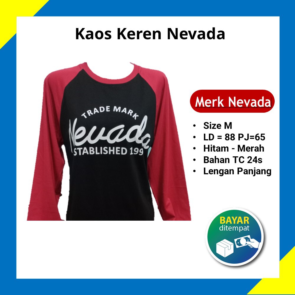 Kaos Nevada Lengan Panjang Polos Pria Wanita Raglan 7/8 Asli Sablon Ori Matahari Mall Murah Terbaru
