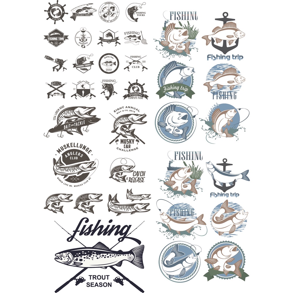 Fishing Club Logo Set Vector - Coreldraw