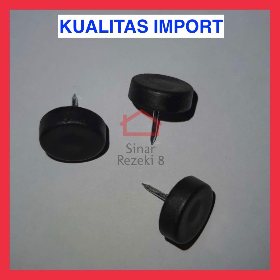 50 PIECES Paku Kursi Plastik Alas Kaki Bawah Meja Lemari Sofa Bangku Hitam Putih 20mm