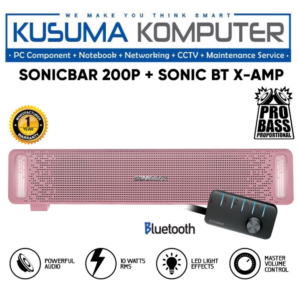 SonicGear 200P Passive SoundBar Speaker with Brilliant Light Effect, Bluetooth