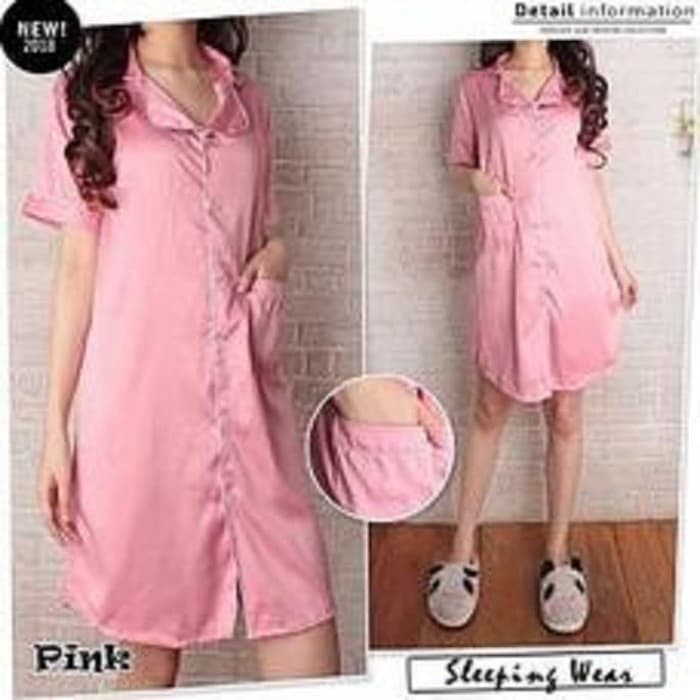 READY [Daster Satin Basic Pink Dusty BC]Daster wanita satin Pink