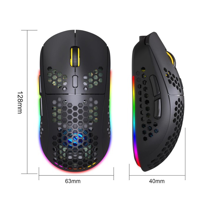 HXSJ T90 Honeycomb Wireless Gaming Mouse - 2.4 Ghz + BT ( Chargeable )