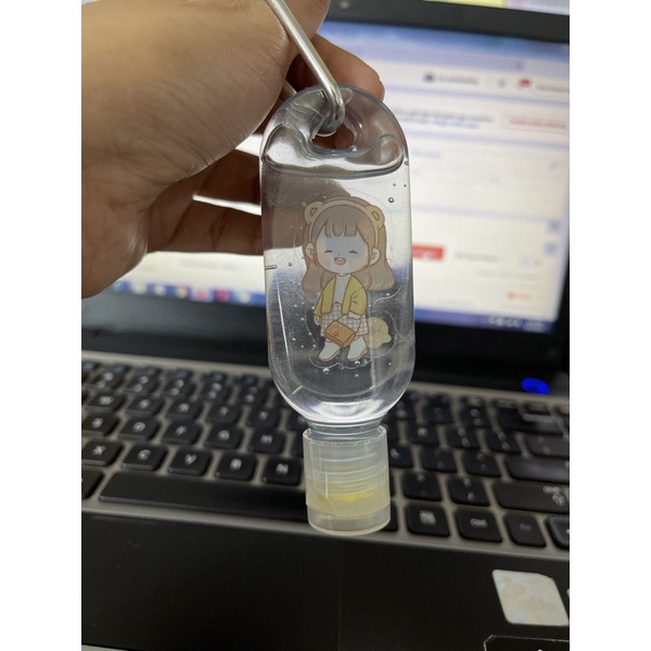 Gantungan Kunci Hand Sanitizer Gel 30ml DIY Sticker Lucu