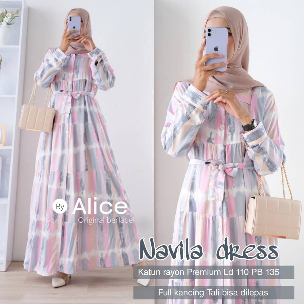 Dress Navila Maxi bahan Katun Rayon Premium
