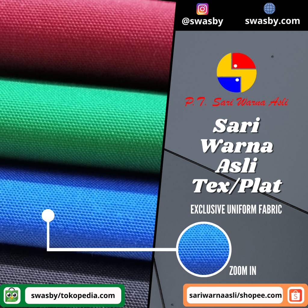 KAIN SERAGAM CELANA PLAT / TEX SARI WARNA ASLI SWA PLAT