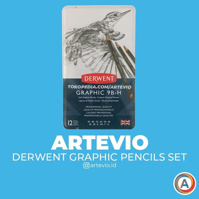 

Ready Stok! Alat Lukis / Pensil Gambar / Derwent Graphic Pencils Set 12 9B-H Murah