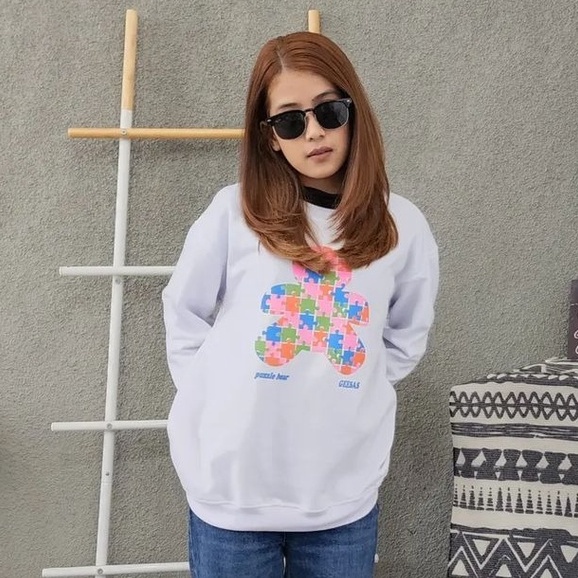 Public - Puzzle Bear Sweater - Sweater Basic Wanita