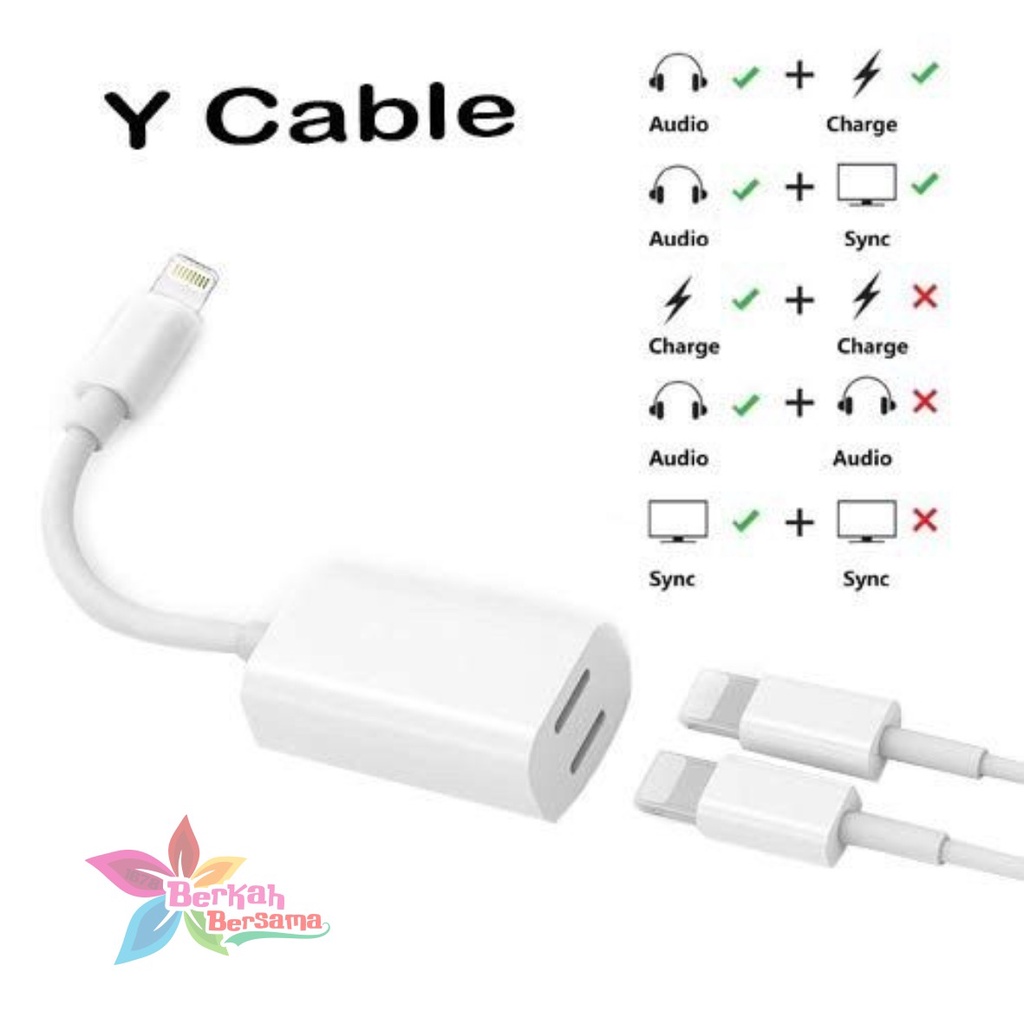 JH006 Kabel Splitter Y I PONEE - Y Cable Adapter Apple Converter Lighthing 2in1 I PONEE BB6658