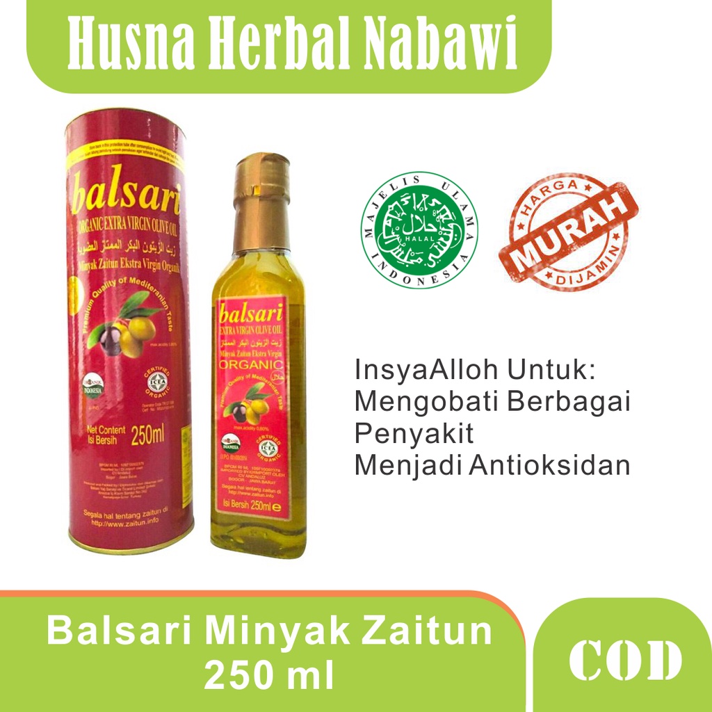 

PROMO BALSARI ORGANIK ( MINYAK ZAITUN EKTRAK VIRGIN 250 ML ) Husna Herbal Nabawi