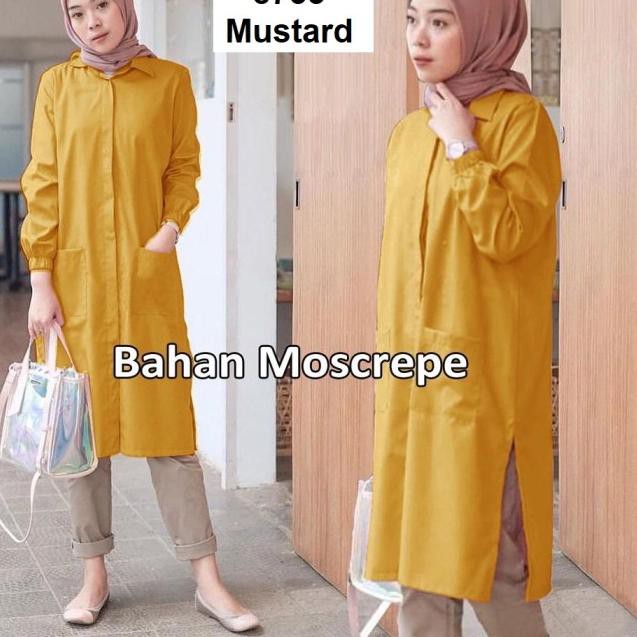 cey>>508   Baju Tunik Wanita atasan putih hijau botol mint mustard coksu polos - Hijau