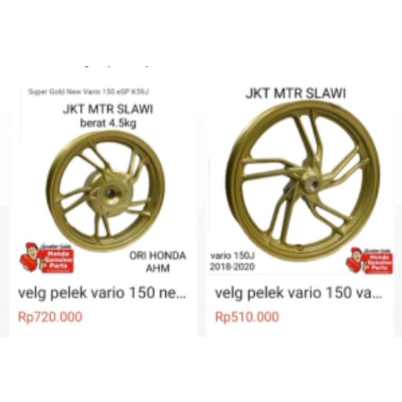 velg pelek depan belakang vario 150 vario K59J 2018-2020 1set ori honda