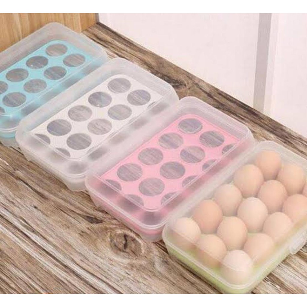 Topprice Box Telur 15 Sekat Portable / Kotak Penyimpanan Telur/ Tempat Rak Serbaguna COD U88