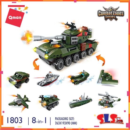 Mainan Lego Brick Qman 1803 Creative master Model Big Tank 8 in 1