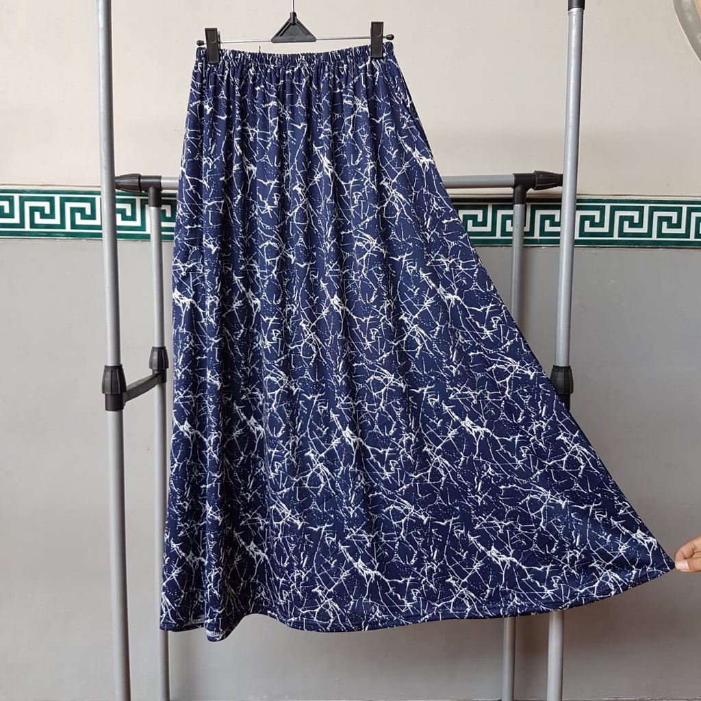 (1KG = 6pcs) ROK MUSLIM HYGET BUNGA MAYUNG - ROK MOTIF SIMPLE PANJANG MURAH maxi skirt jumbo wanita-Rok Abstrak -NAVY