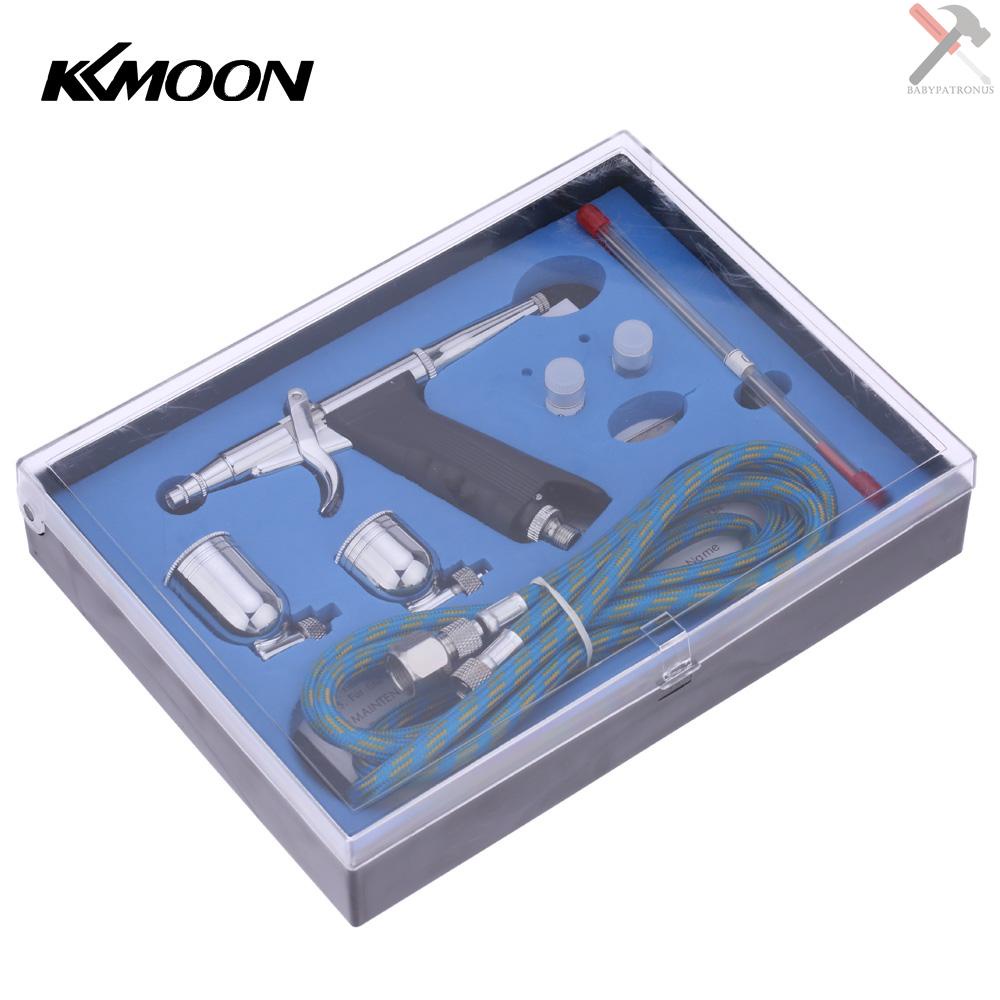 Kkmoon Set Pistol Trigger Airbrush Profesional Dengan Selang 3 Tip 2 Cup Untuk Melukis Tato Manicure