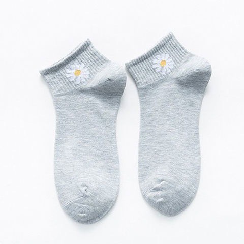 HaiWai COD KAOS KAKI ANKLE SOCK MOTIF BUNGA DAISY WARNA WARNI SEMATA KAKI U16-GREY