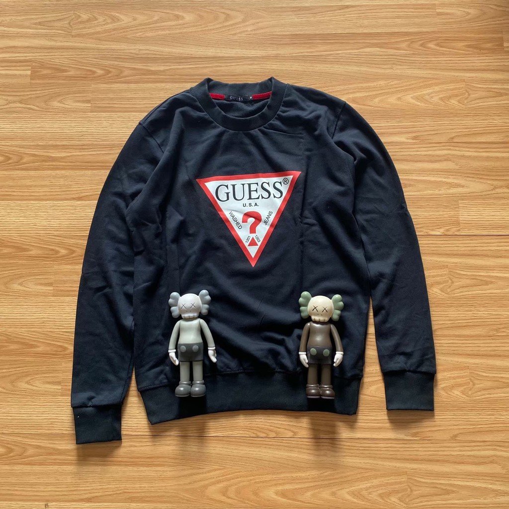 SWEATER GUESS LOGO NAVY BAJU HANGAT