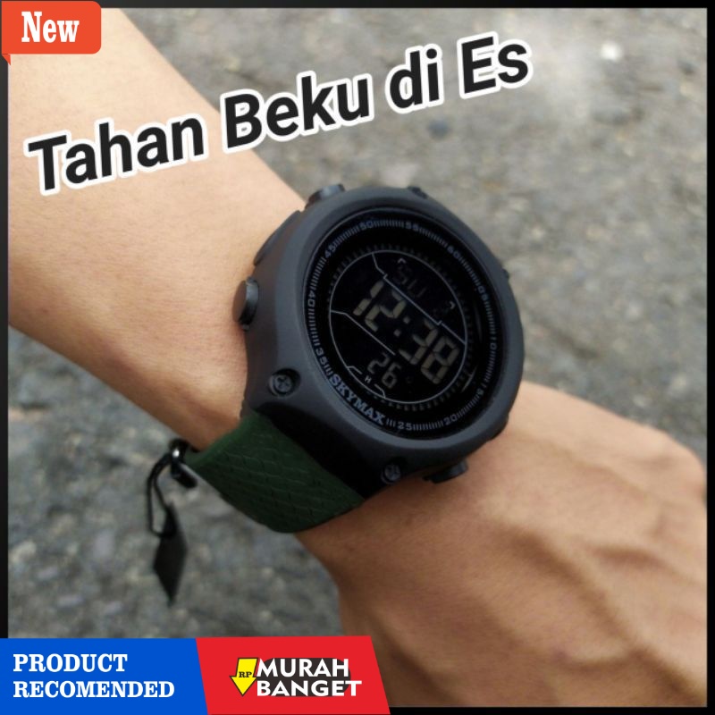 Jam digital pria terbaik- Jam Tangan Digital Skymax Pria Cowok 100% Original Anti Air 30 Meter stand