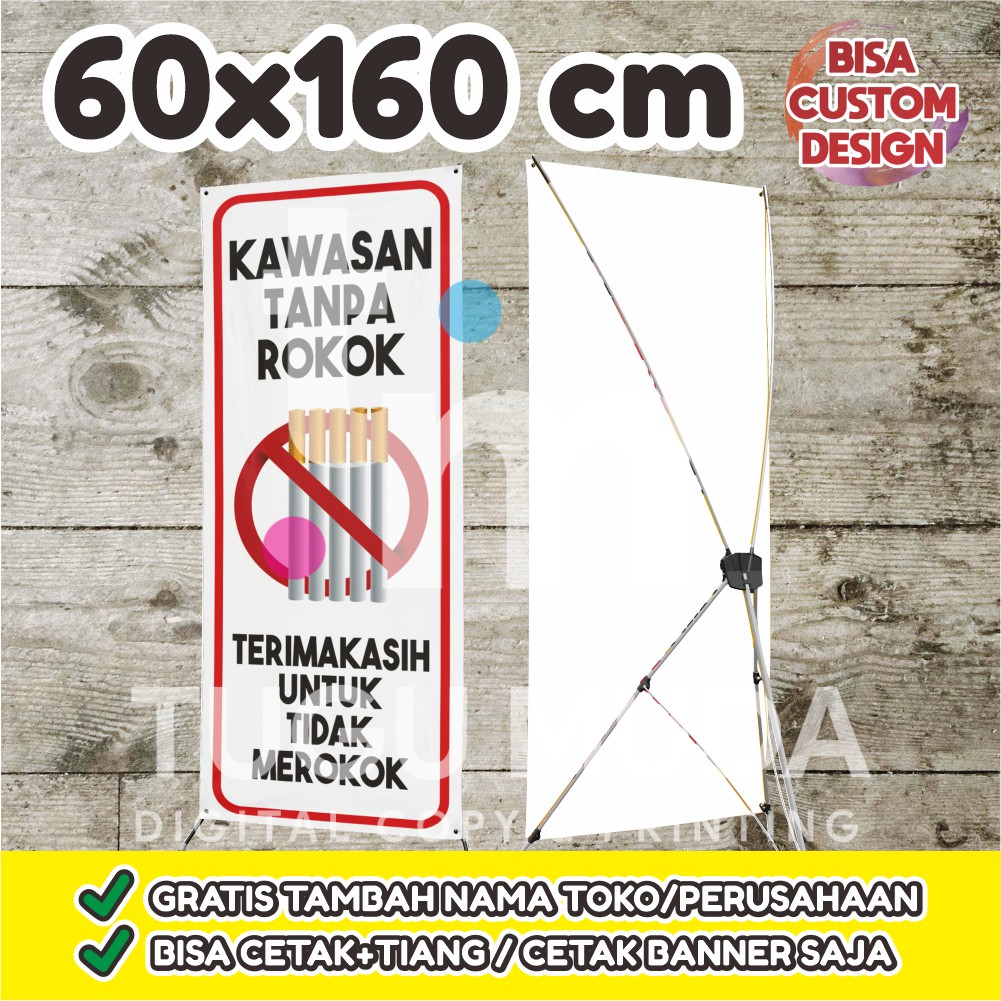 Cetak Y-Banner Outdoor|Standing Banner 60x160cm - DILARANG MEROKOK