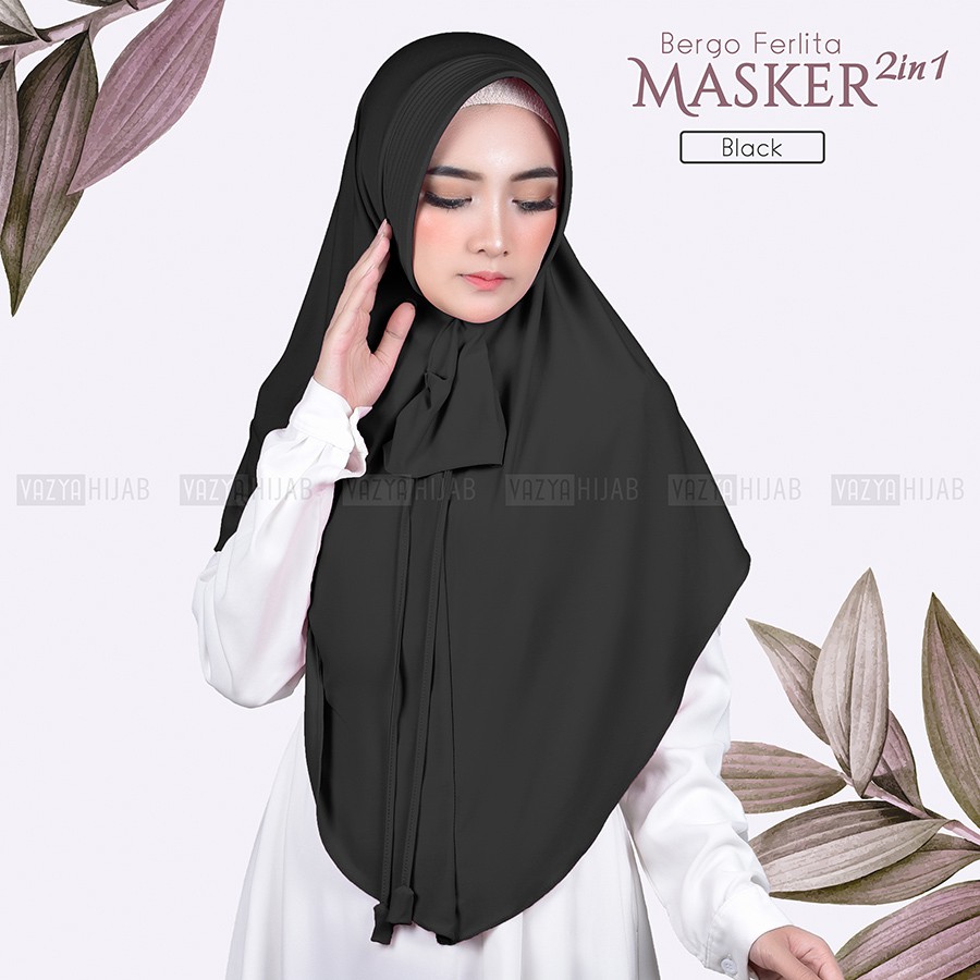 Hijab Instant Bergo Ferlita Masker 2in1-Black