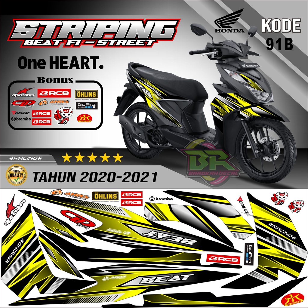 Striping Beat New 2020-2023 Stiker Lis Beat New Variasi kode 91