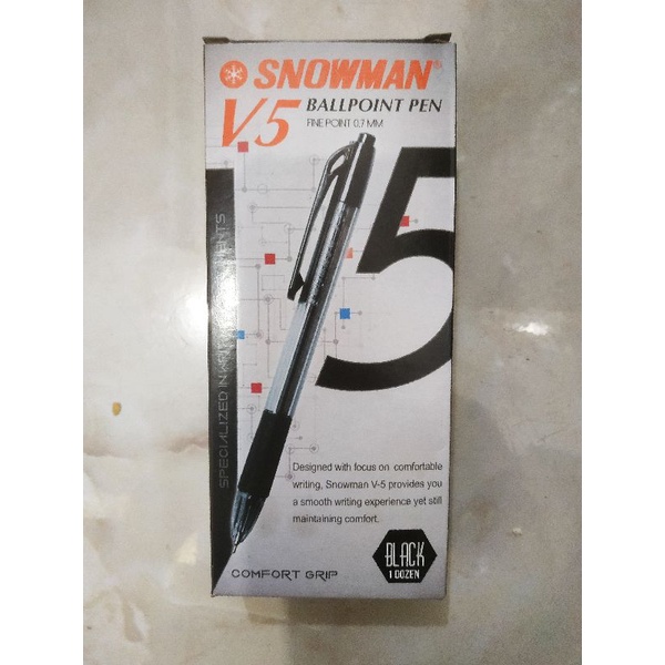pen Snowman V5 1 lusin/kotak (pulpen)